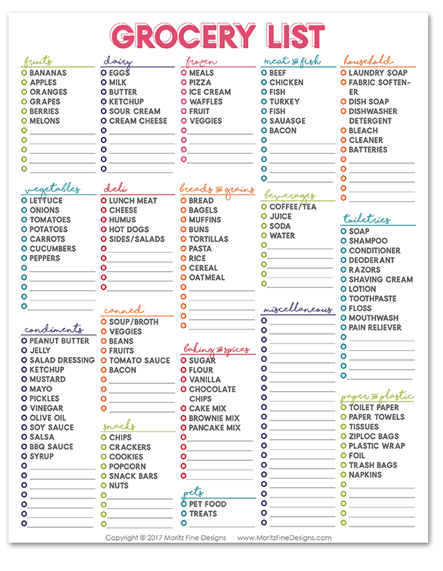 Free Printable Master Grocery List (instant Download!), 53% OFF