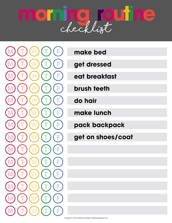 Free Morning Routine Chart Pictures