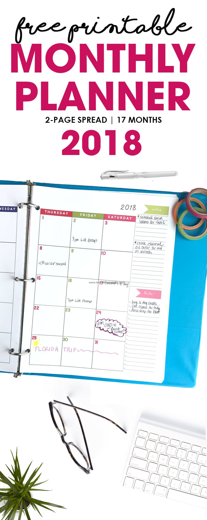 2018 Monthly Planner