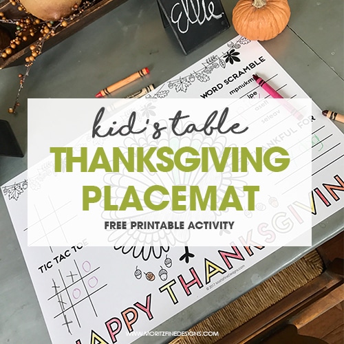 Thanksgiving Placemat for Kids