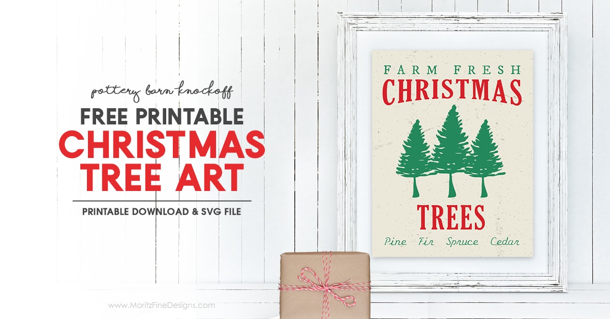 Christmas Tree Art Printable Pottery Barn Knockoff Christmas Decor