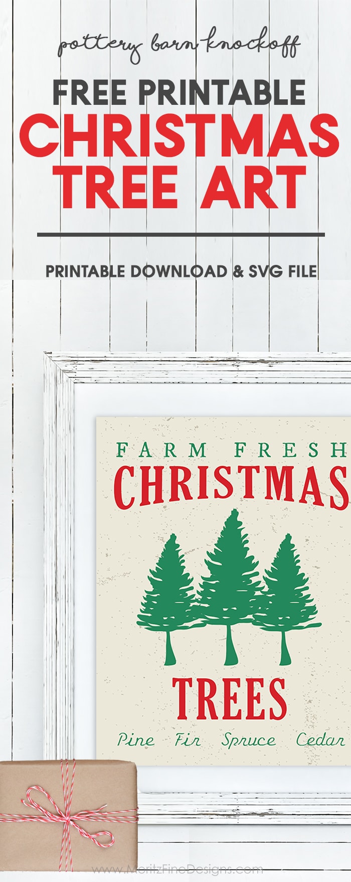 Update your Christmas Decor with this free printable Pottery Barn knockoff Christmas Tree Art Printable. The design is also available in an svg cut file for your Cricut or Silhouette Machine. I made it into an oversize print for poster size! #christmasdecoration