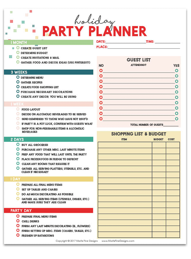 Holiday Party Planner | Free Checklist to Prepare for Parties