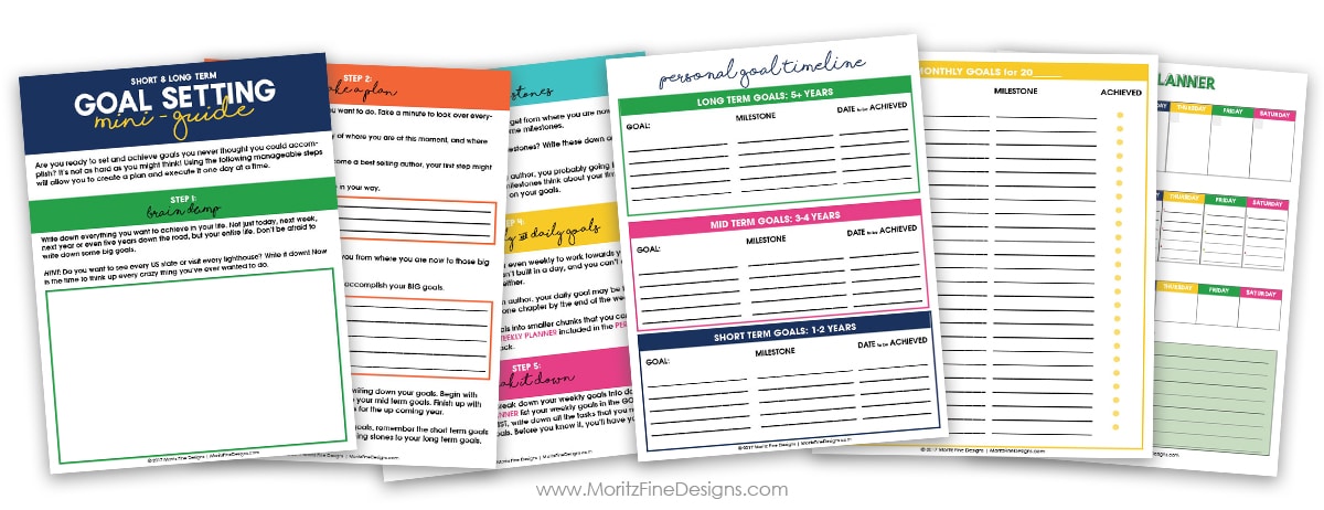 Learn to create achievable short & long term goals with the free printable goal setting worksheets, used to create goals and set a timeline to achieve them.