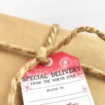 Add this free printable Santa gift tag to your kid's gift from Santa! The customizable tag shows the Christmas gift got delivered from the North Pole.