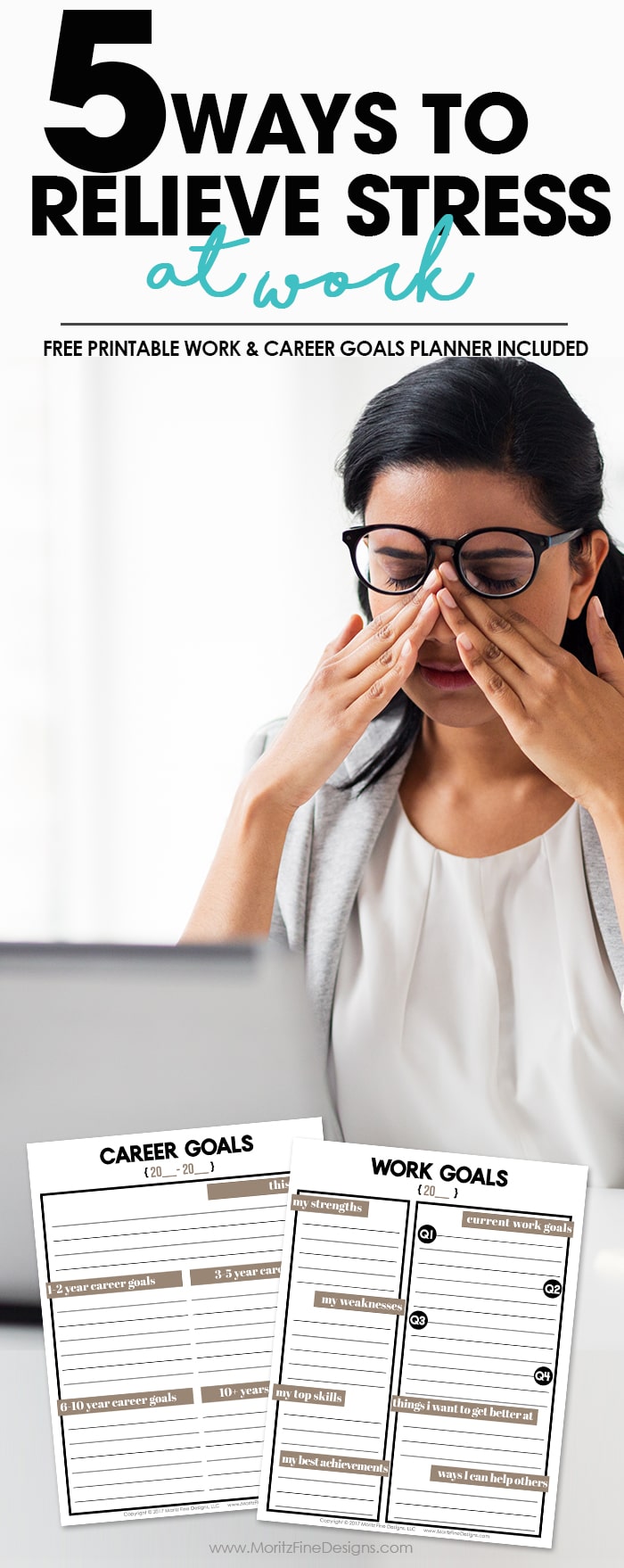 Work can cause us a lot of stress, but that doesn’t mean that we are helpless to our work stress. Start simple and try these tips & tricks to help relieve work stress and get yourself back on track! #relieveworkstress #goalsettingprintable #workgoals #stressrelievingideas