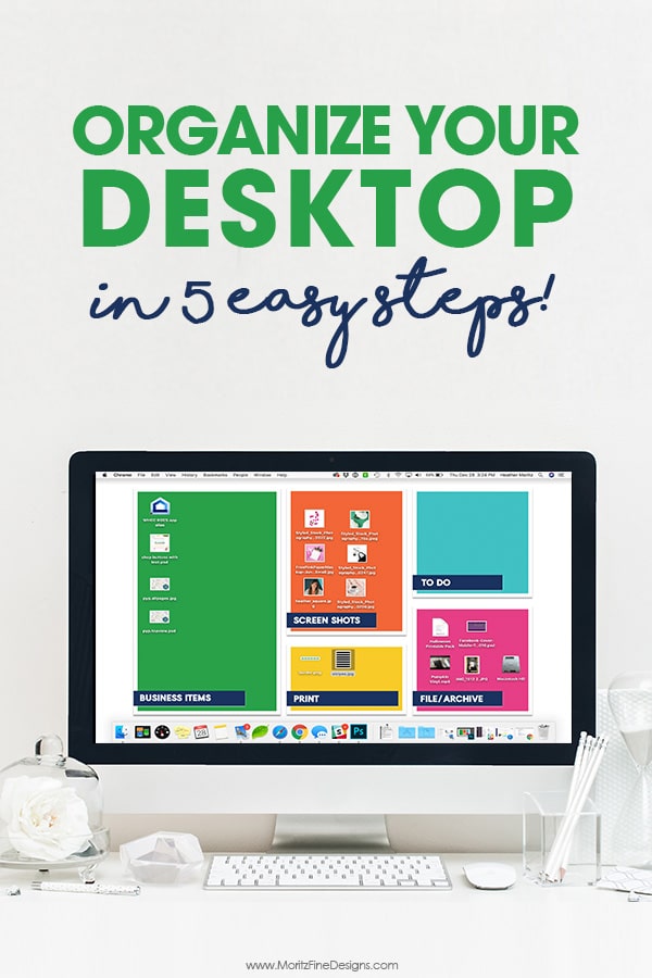 Is your Computer Desktop a MESS? Use the Desktop Organization Backgrounds to clean it up in less than 5 minutes! Step-by-step guide included.