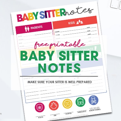 Free Printable Baby Sitter Notes Organization Sheet