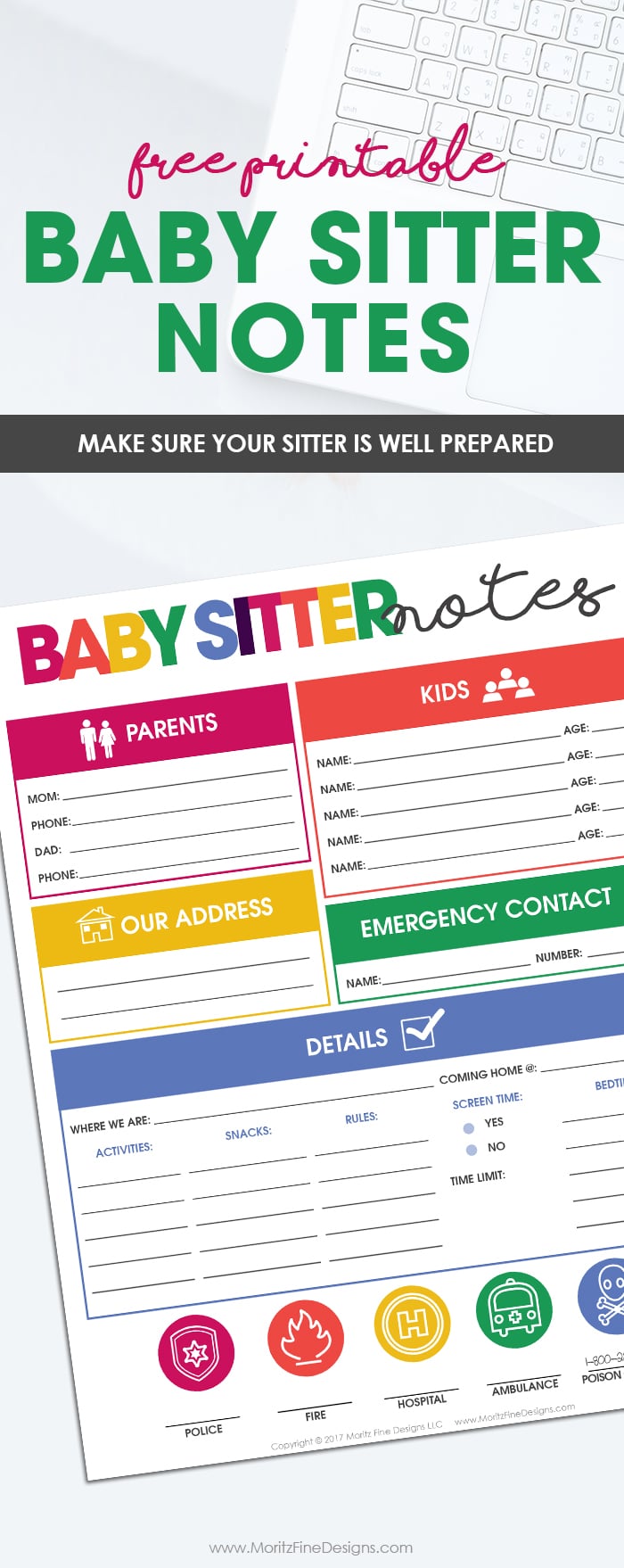 Free Printable Baby Sitter Notes Organization Sheet | Baby Sitter Info
