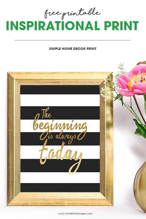 Decorate your home or office with this inspirational home decor printable. The beginning is always today is a great quote to live each day by.