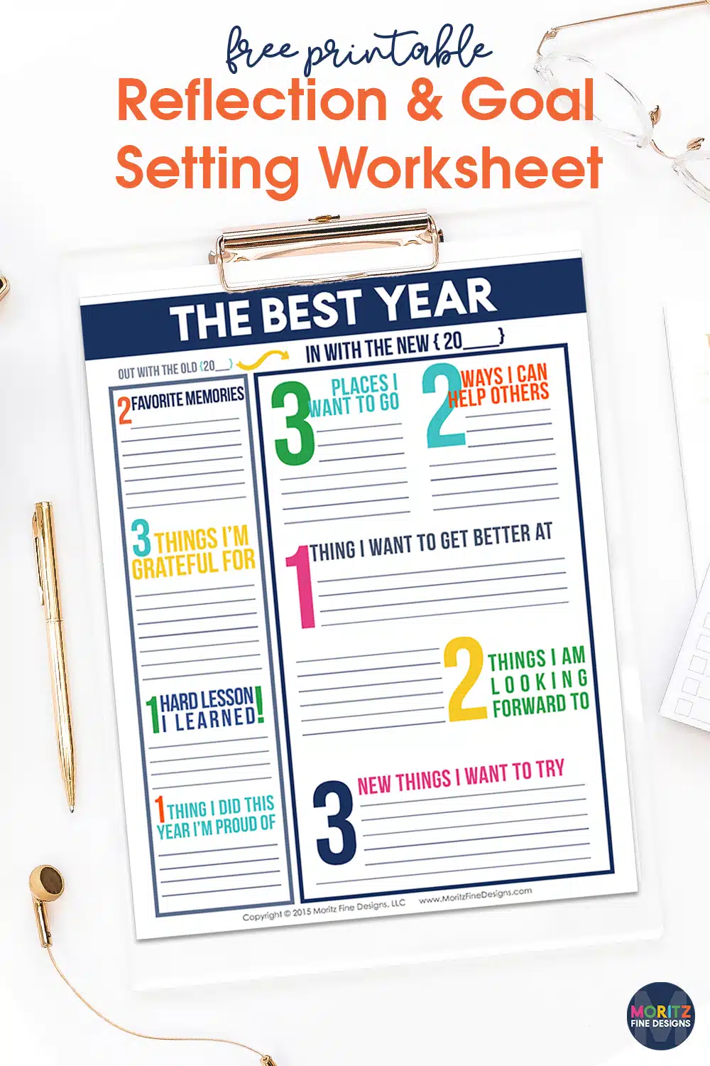 Take time to reflect on the past year and set goals for the new year using the Goal Setting Worksheet. Download now for free, it's great for kids & adults!