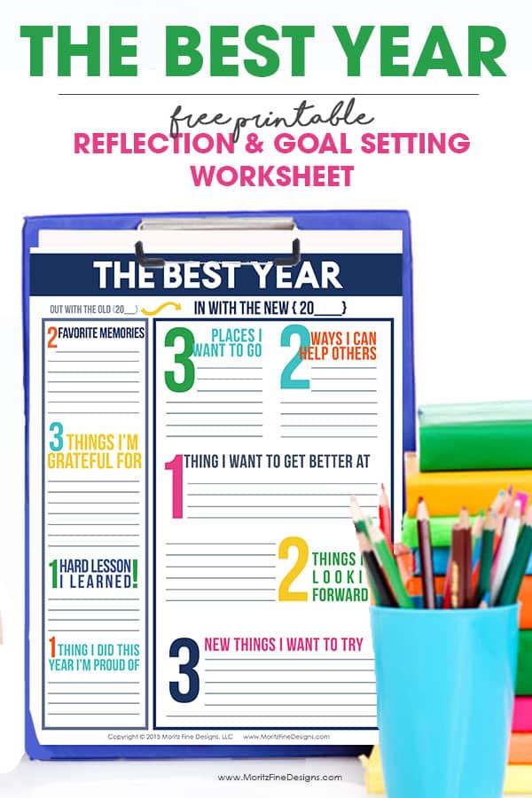 Take time to reflect on the past year and set goals for the new year using the Goal Setting Worksheet. Download now for free, it's great for kids & adults!