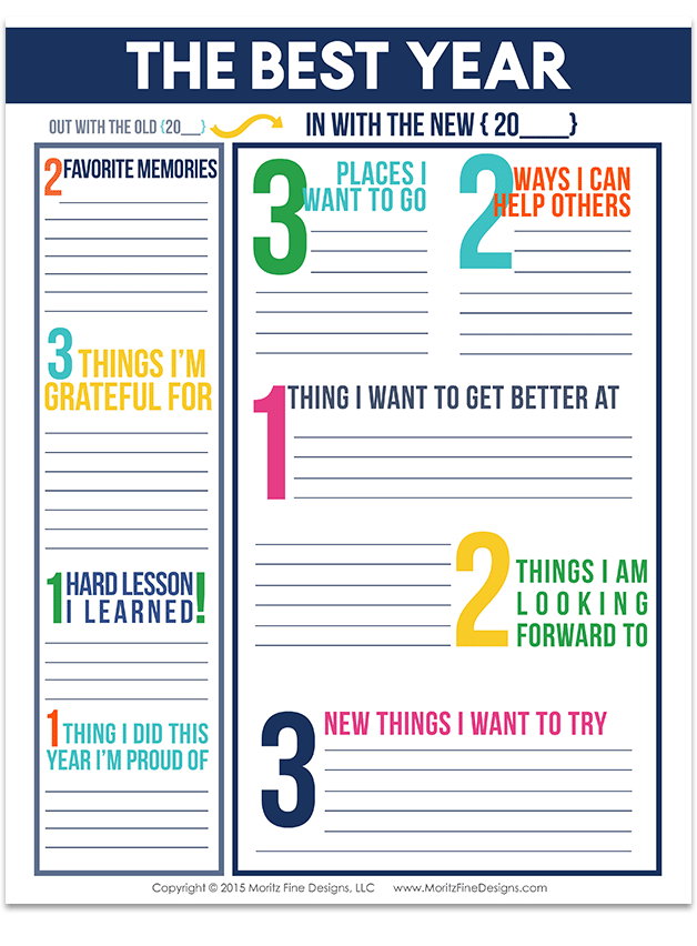 Take time to reflect on the past year and set goals for the new year using the Goal Setting Worksheet. Download now for free, it's great for kids & adults!