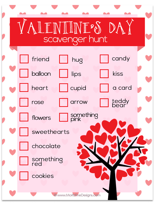 Bring on the competition. The kids can have a little fun for Valentine's Day by having a Valentine's Day Scavenger Hunt. Free printable. Download now.