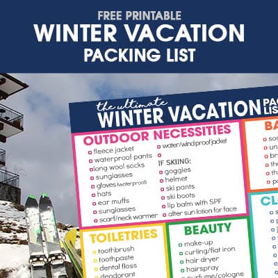 Struggling to pack for your winter vacation? Grab your free winter vacation packing list to help you stay organized for your cold weather travel.