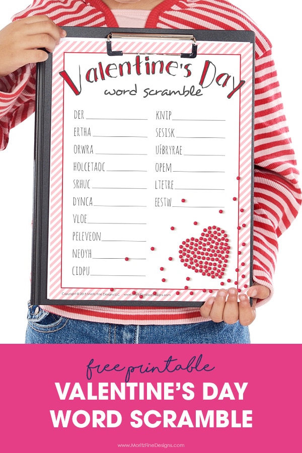 Have fun celebrating Valentine's Day at home or at school! Kids will have so much fun trying to unscramble the words in this free printable Valentine's Day Word Scramble!