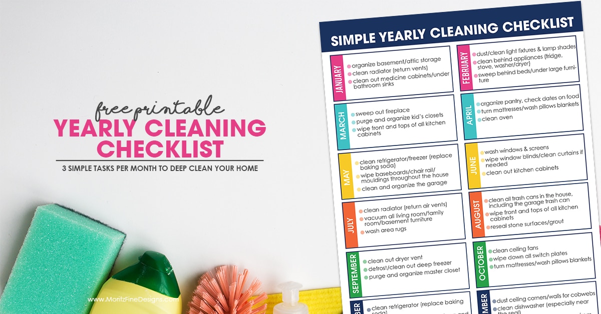 Simple yearly cleaning checklist free printable download