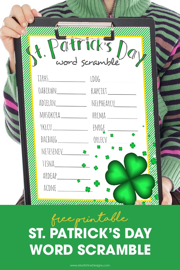 At home or at school your kids will have so much fun trying to unscramble the words in this free printable St. Patrick's Day Word Scramble!