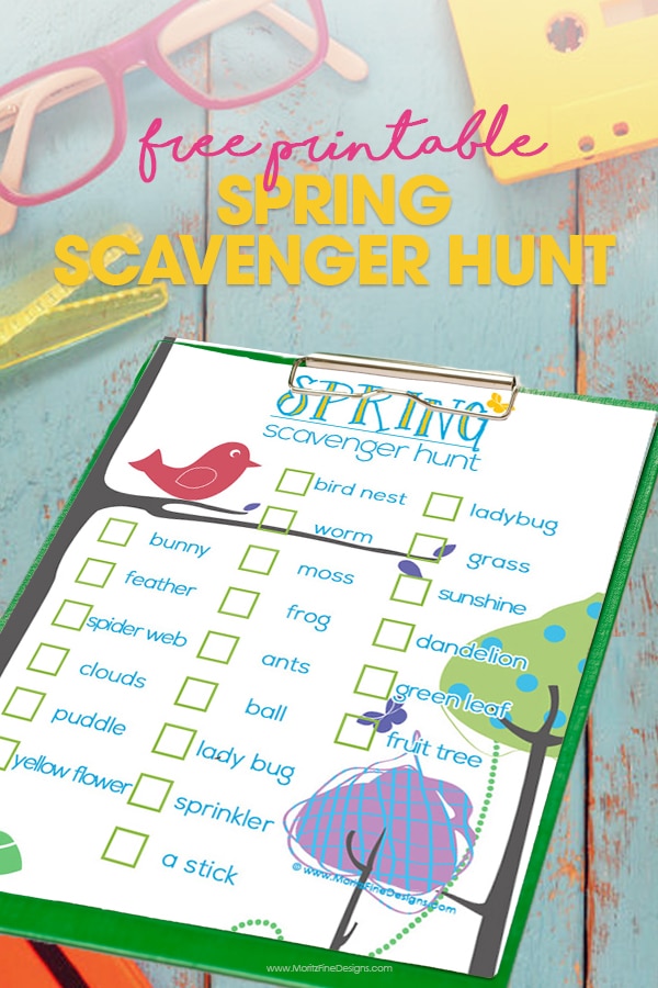 Ready to send your kids outside this spring for a super fun activity? Use this Kid's Spring Scavenger Hunt to get your kids exploring for birds, bugs, trees, flowers and more!