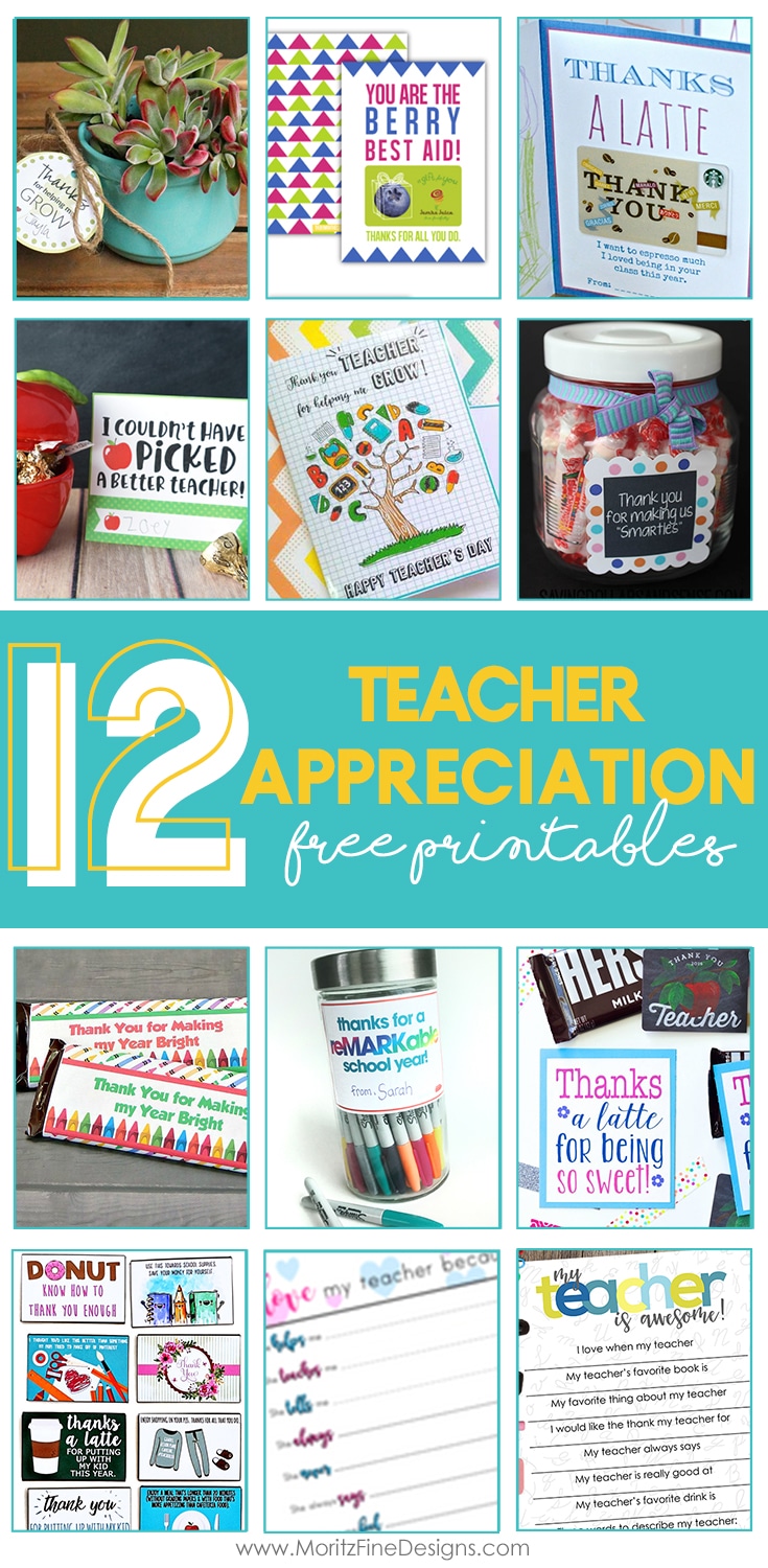 Have you got some ideas about what to give to teachers show gratitude and attention for accompanying children in the school time? Today I would like to share 12 teacher appreciation printables to give separately or to accompany other gifts you prepare for teachers. #teacherappreciation #printable #teachergiftideas #teachergifts