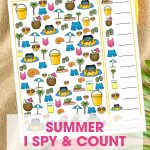 Your kids will have a blast with this fun free printable Summer I Spy Activity for kids. It's the perfect game for in the car, at the beach or at home!