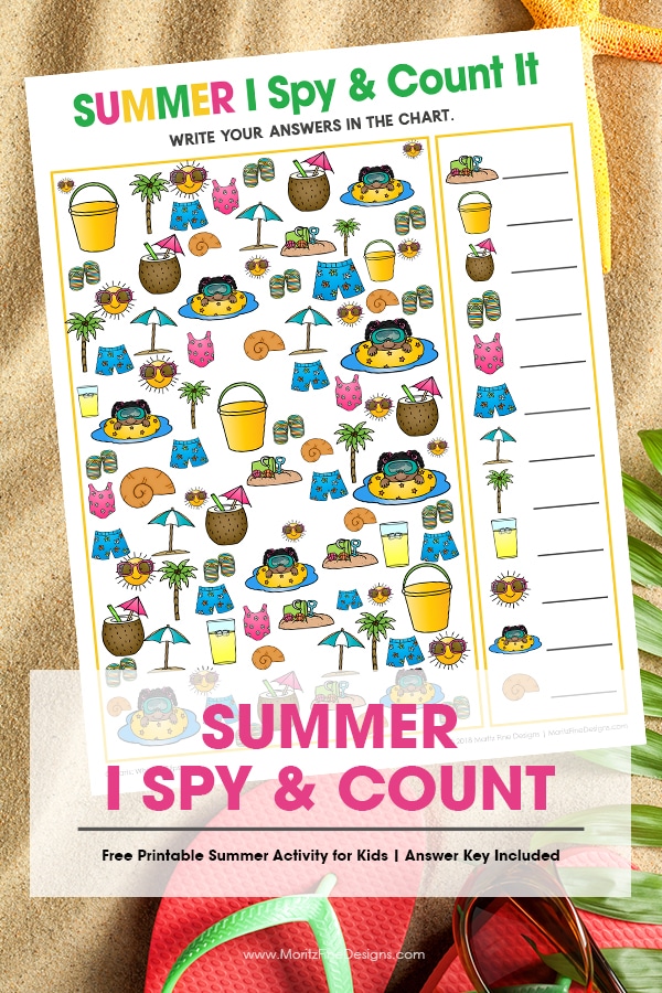 Your kids will have a blast with this fun free printable Summer I Spy Activity for kids. It's the perfect game for in the car, at the beach or at home!