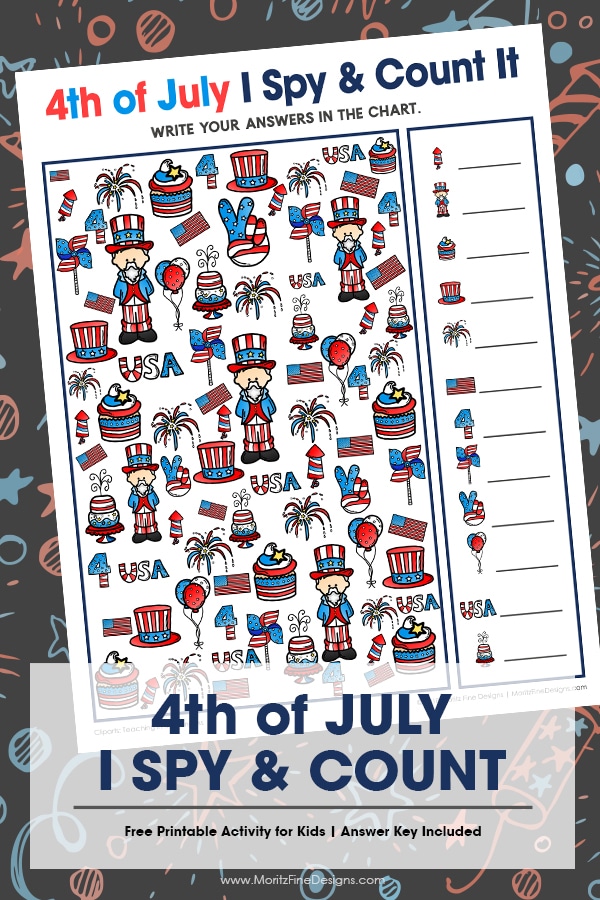 Your kids will have a blast with this fun free printable 4th of July I Spy Activity for kids. It's the perfect game for in the car, at a party or at home!