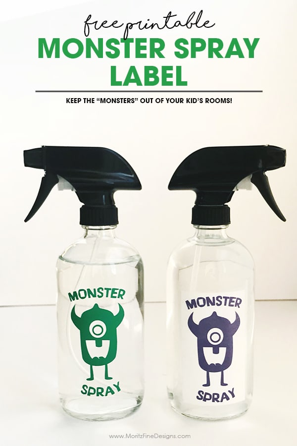 Keep those bed time monsters away! Spray this DIY Monster Spray under the bed and in the closet. Get this free printable label to make your Monster Spray.