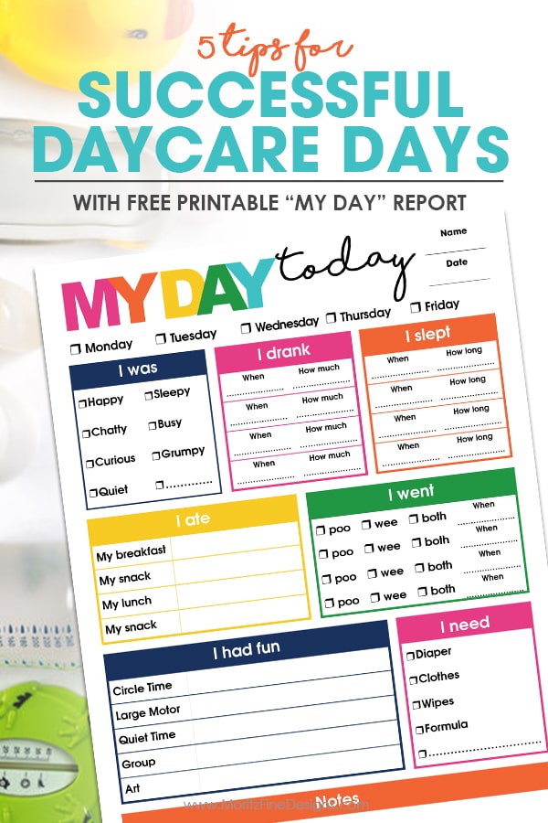 Use this free printable "My Day" Daycare Report and be confident that you know what happened with your child while they spend the day with their caregiver.