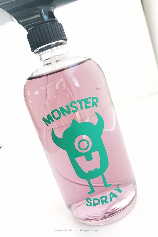 Keep those bed time monsters away! Spray this DIY Monster Spray under the bed and in the closet. Get this free printable label to make your Monster Spray.