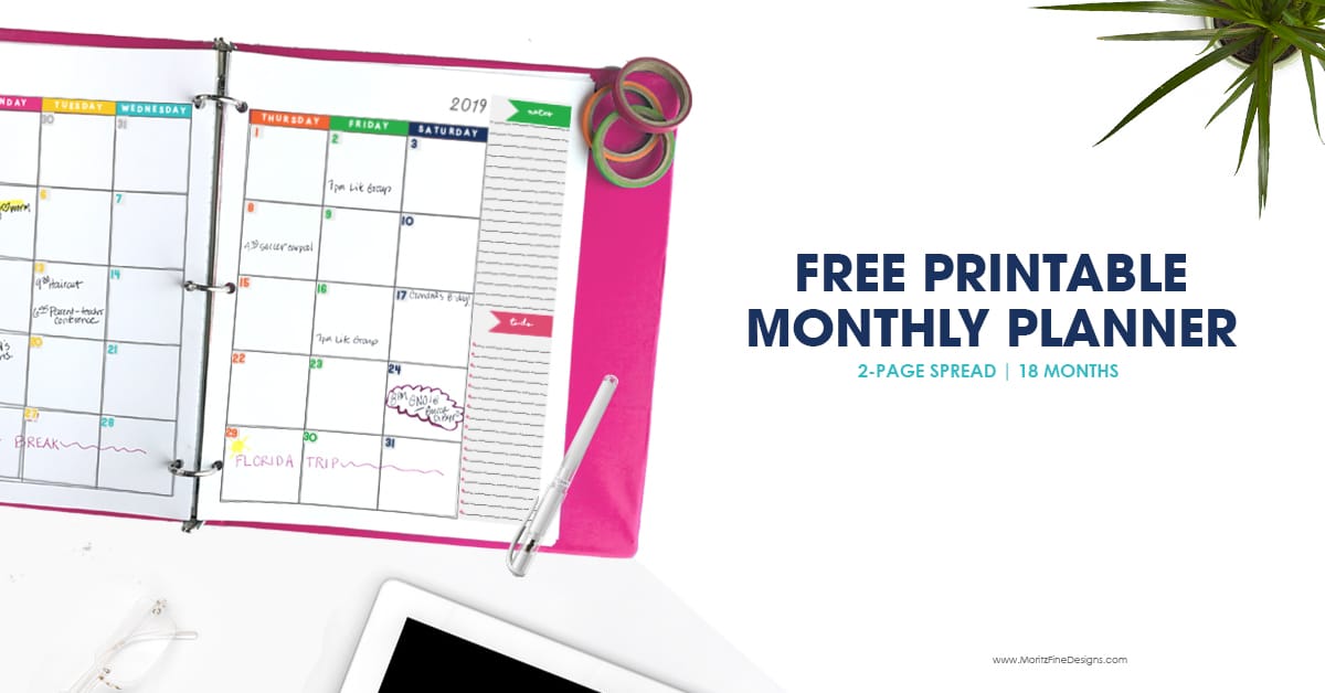 2018 2019 monthly planner calendar free printable planner callendar planner