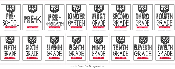 Use these First Day of School Photo Signs for your kids when you take their back to school picture so you easily identify the grade they are entering.