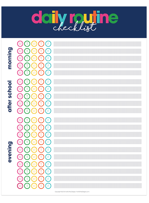 Back To School Routine Chart