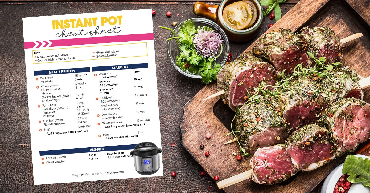 Instant Pot Cheat Sheet for Cooking Times