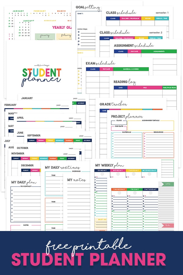 Weekly Student Planner Printable Free