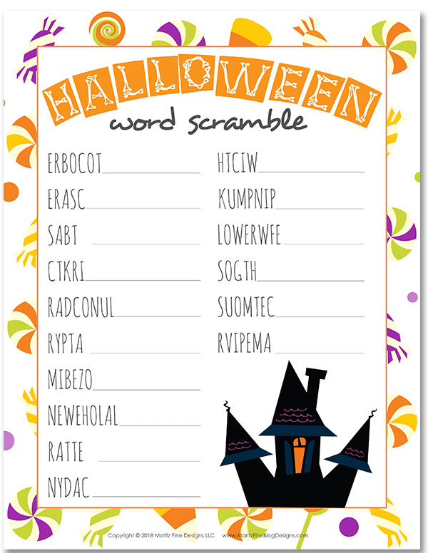 Have fun celebrating Halloween at home or at school! Kids will have a blast trying to unscramble the words in this free printable Halloween Word Scramble!