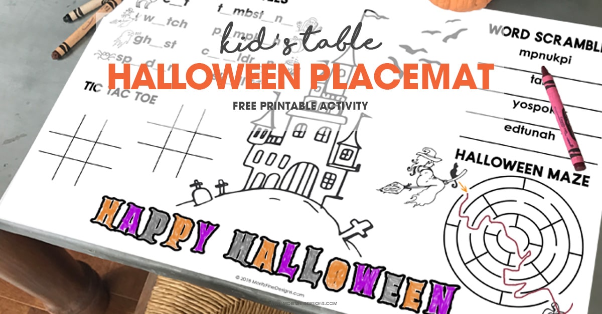 Halloween Placemat For Kids Free Holiday Printable Activity