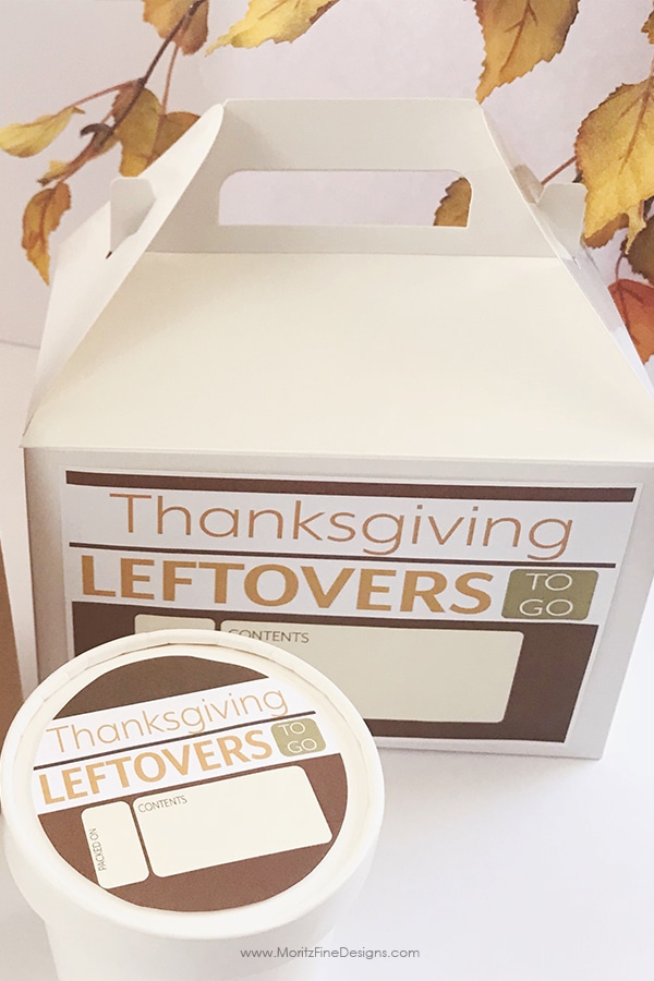 Use these Thanksgiving Leftover Containers to send home all of that extra turkey and stuffing. Prep the containers beforehand with the free printable labels.