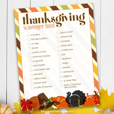 Thanksgiving Scavenger Hunt