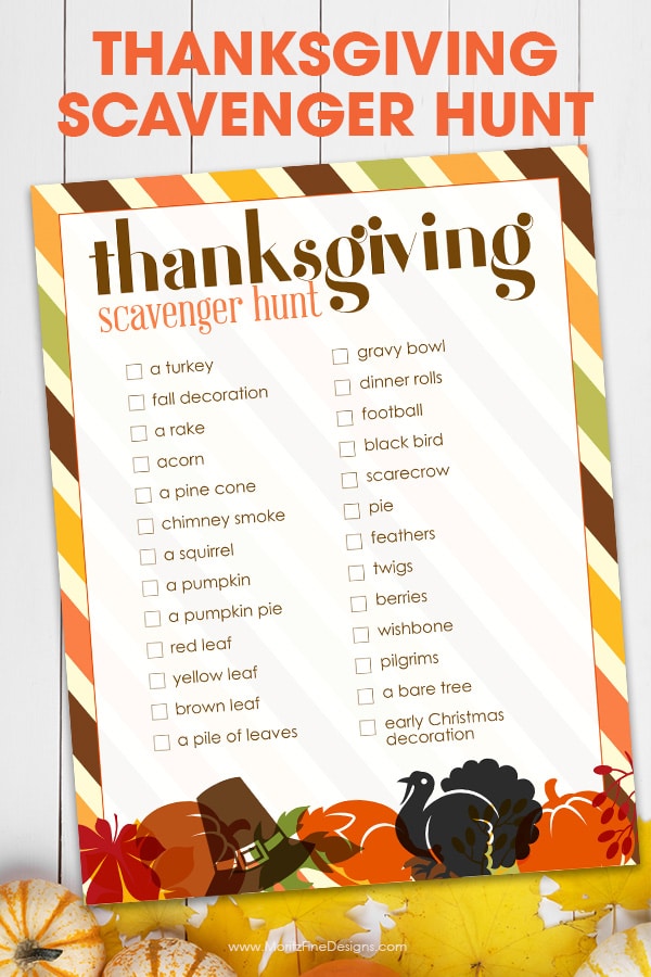 Keep the kids occupied during your Thanksgiving gathering with this fun free printable Thanksgiving Scavenger Hunt activity for kids.