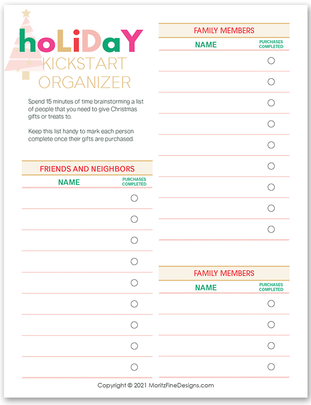 The Holiday Kickstart Organizer is the perfect guide to get you on the right foot this holiday season. This free printable will keep you organized.