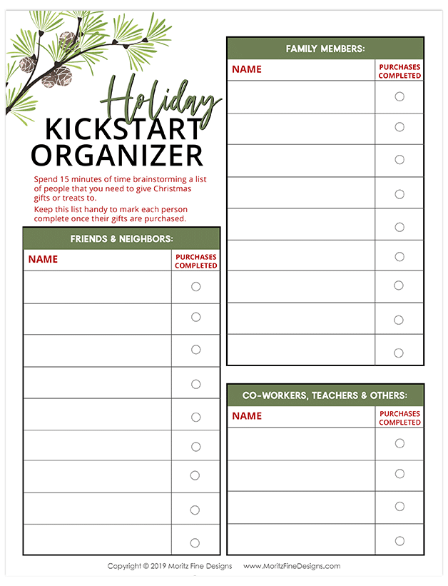 The Holiday Kickstart Organizer is the perfect guide to get you on the right foot this holiday season. This free printable will keep you organized.