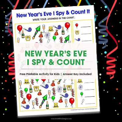Printable New Years Party games for kids New Years Eve I spy game Fun Family Games
