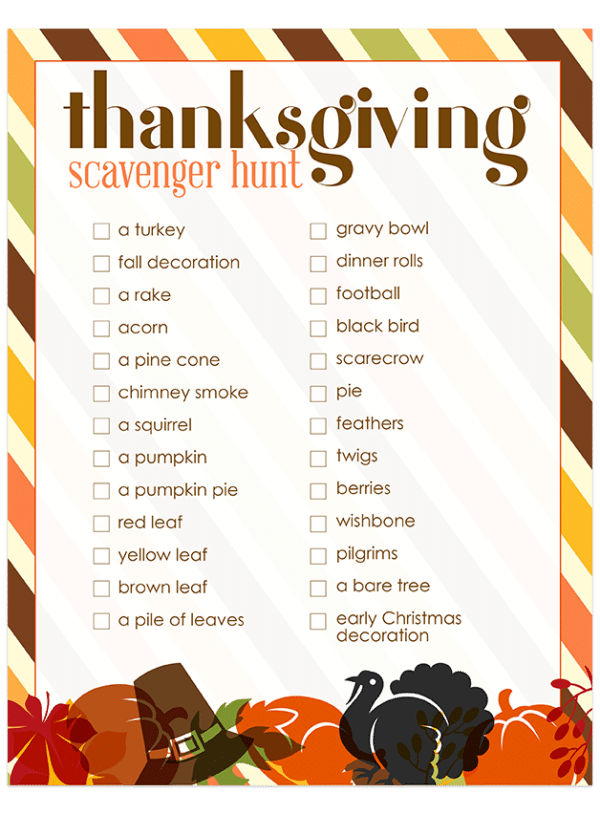 Thanksgiving Scavenger Hunt Free Printable Activity for Kids Thanksgiving Scavenger Hunt Free Printable Activity for Kids