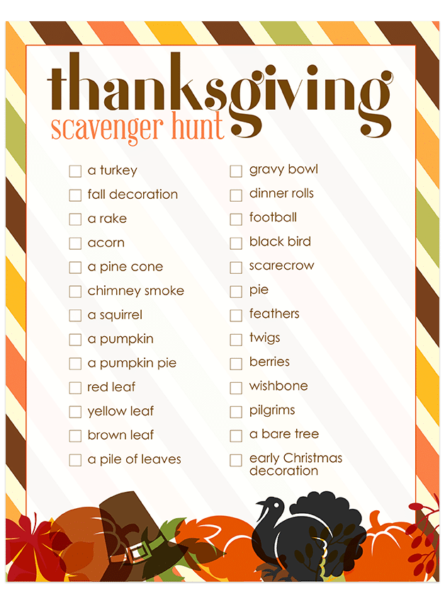 Keep the kids occupied during your Thanksgiving gathering with this fun free printable Thanksgiving Scavenger Hunt activity for kids.