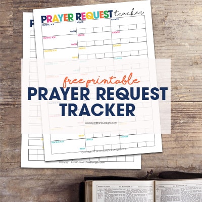 Use the Prayer Request Tracker to keep an ongoing list of what or who you are praying for as well as the details of the situation you are praying for.