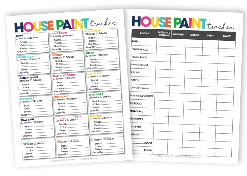 Keep track of all the paint colors in your home in one location with this easy to download free printable House Paint Planner.