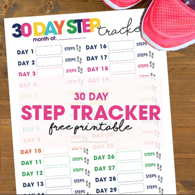 It's time to get your body moving! Challenge yourself to meet your step goal by tracking your daily steps for 30 days with this free printable.