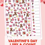 Kids will have a blast with this fun free printable Valentine's Day I Spy Activity. It's the perfect game for in the car, at a party or at school or home!