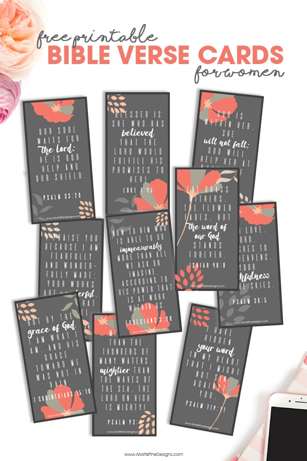 Hide God's Word in your heart with these Bible Verse Cards for womens. Print these free printable Scripture Memory Cards and start learning!